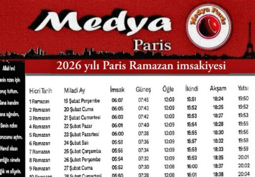 2026 Paris Ramazan imsakiyesi. 