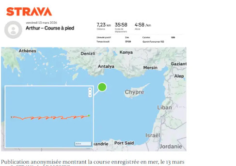 Kol saati egzersiz verileri, Charles de Gaulle'un konumunun nokta atışı tespit edilmesine yol açtı.